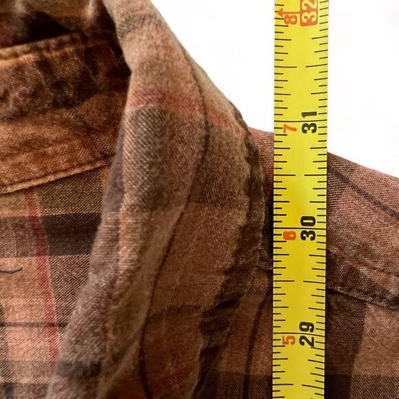 RedHead Orange Brown Plaid Button Up Lightweight Shirt L Grunge Pocket Skater - Picture 7 of 7